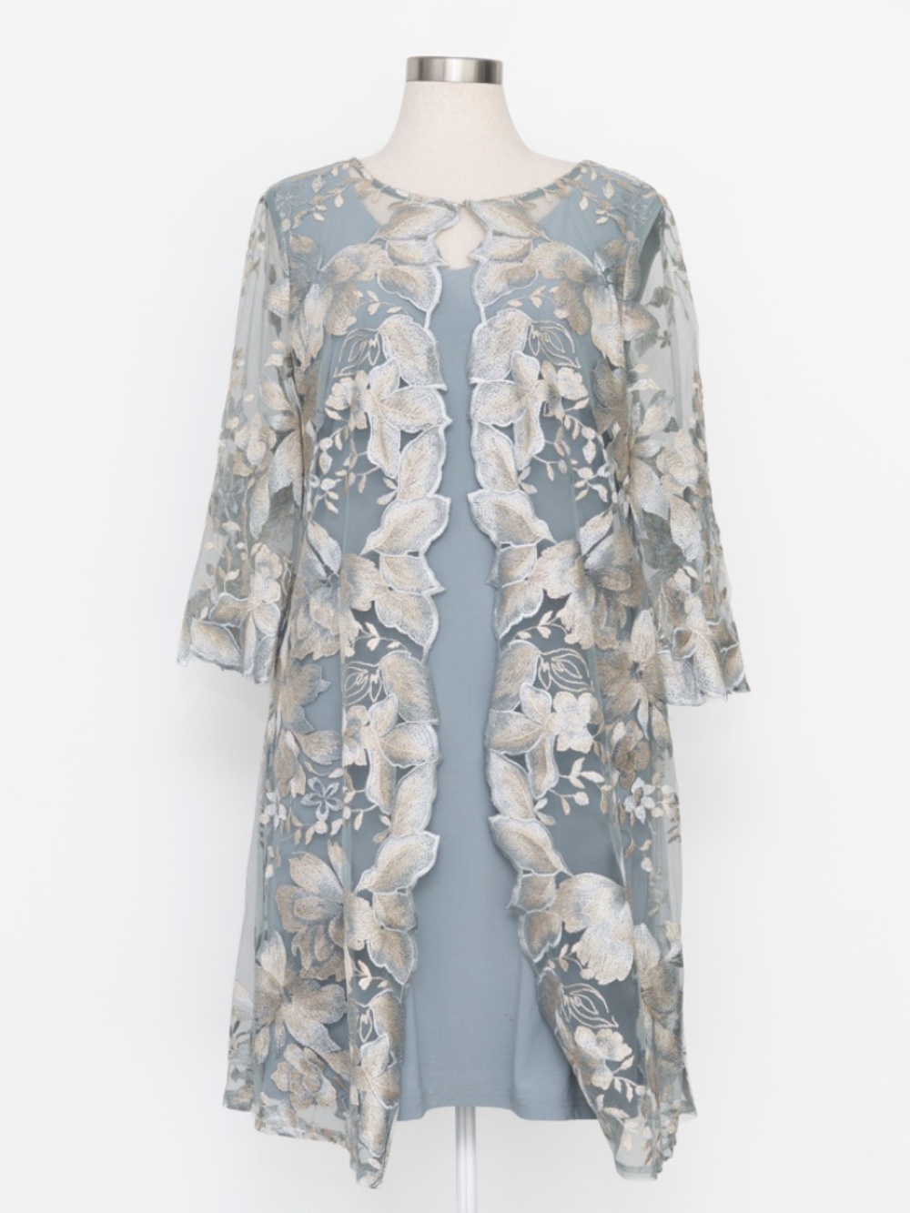 Alex Evenings - Embroidered Lace Mock Jacket Cocktail Dress - Picture 2 of 12